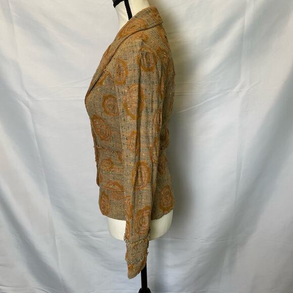 Pamela Brown Textured Floral Jacket Blazer Womens - Picture 7 of 16
